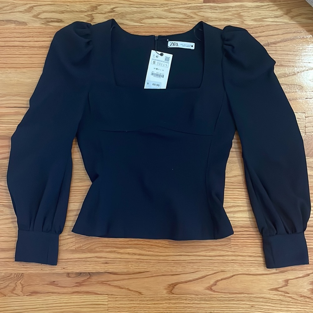 ***DONATED*** NWT Zara Long Sleeve Blouse with Puff Shoulders